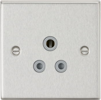 Knightsbridge Raised Square Edge Brushed Chrome 5A Unswitched Socket
