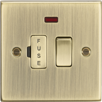 Knightsbridge Square Edge Antique Brass 13A Switched Fused Spur Unit with Neon