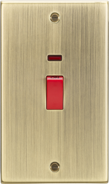Knightsbridge Square Edged Antique Brass 45A DP Switch with Neon (double size)