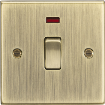 Knightsbridge Square Edge Antique Brass 20A 1 Gang DP Switch with Neon