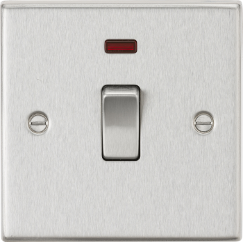 Knightsbridge Polished Chrome 20A 1 Gang DP Switch with Neon