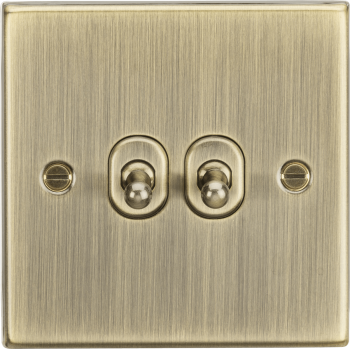 Knightsbridge Square Edge Antique Brass 10AX 2 Gang 2 Way Toggle Switch