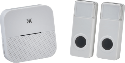 Wireless plug in dual entrance door chime system - white
