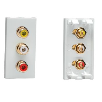 Varilight White Triple Phono (RCA) Socket, Female (1 DataGrid Space)