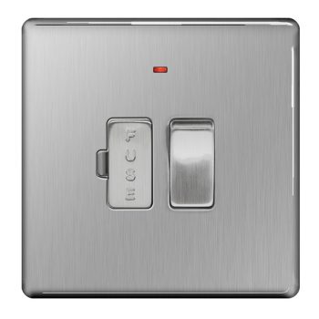 BG Electrical Screwless Flat Plate Brushed Steel, 13A Switched Fused Spur with LED Indicator