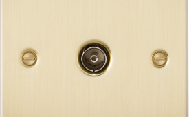 Knightsbridge Flat Plate Brushed Brass 1 Gang TV Outlet (non-isolated)