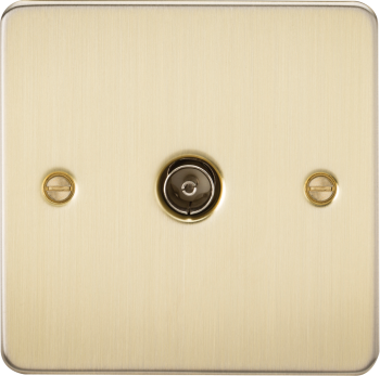 Knightsbridge Flat Plate Brushed Brass 1 Gang TV Outlet (non-isolated)