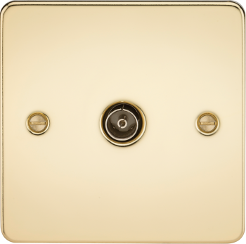 Knightsbridge Flat Plate Polished Brass 1 Gang TV Outlet (non-isolated)