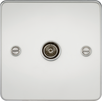 Knightsbridge Flat Plate Polished Chrome 1 Gang TV Outlet (non-isolated)