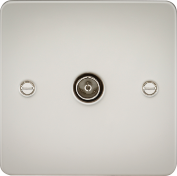 Knightsbridge Flat Plate Pearl 1 Gang TV Outlet (non-isolated)