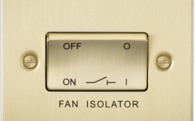Knightsbridge Flat Plate Brushed Brass 10AX 3 Pole Fan Isolator Switch