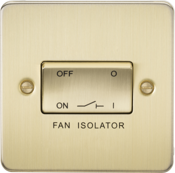 Knightsbridge Flat Plate Brushed Brass 10AX 3 Pole Fan Isolator Switch