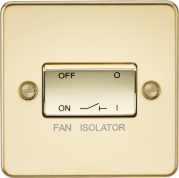 Knightsbridge Flat Plate Polished Brass 10AX 3 Pole Fan Isolator Switch