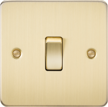 Knightsbridge Flat Plate Brushed Brass 10 Amp 1 Gang Intermediate Switch