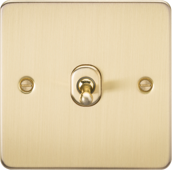 Knightsbridge Flat Plate Brushed Brass 1 Gang 10 Amp Intermediate Toggle Switch
