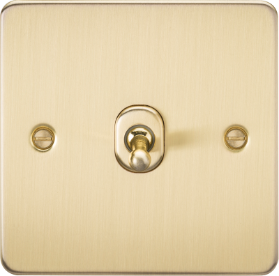Knightsbridge Flat Plate Brushed Brass 1 Gang 10 Amp Intermediate Toggle Switch