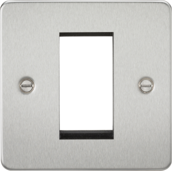 Knightsbridge Flat Plate Brushed Chrome 1 Gang Modular Faceplate