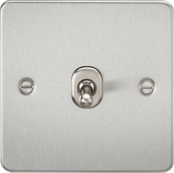 Knightsbridge Flat Plate Brushed Chrome 1 Gang 10 Amp Intermediate Toggle Switch