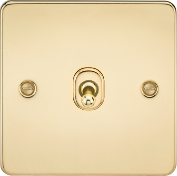Knightsbridge Flat Plate Polished Brass 1 Gang 10 Amp Intermediate Toggle Switch