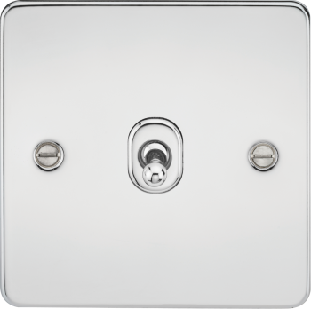 Knightsbridge Flat Plate Polished Chrome 10AX 1 Gang 2 Way Toggle Switch