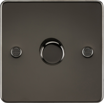 Knightsbridge Flat Plate Gunmetal 1 Gang 2-Way 10-200W (5-150W LED) Trailing Edge Dimmer