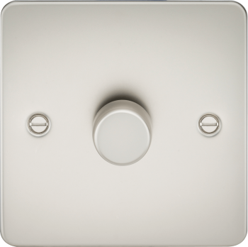 Knightsbridge Pearl Flat Plate 1 Gang 2 way 10-200W (5-150W LED) trailing edge dimmer
