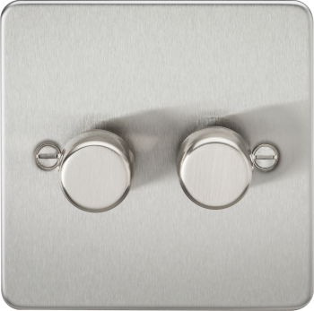 Knightsbridge Flat Plate Polished Chrome 2 Gang 2-Way 10-200W (5-150W LED) Trailing Edge Dimmer