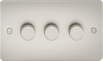 Knightsbridge Flat Plate Pearl 3 Gang 2-Way 10-200W (5-150W LED) Trailing Edge Dimmer
