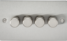 Knightsbridge Flat Plate Brushed Brass 4 Gang 2-Way 10-200W (5-150W LED) Trailing Edge Dimmer (Copy)