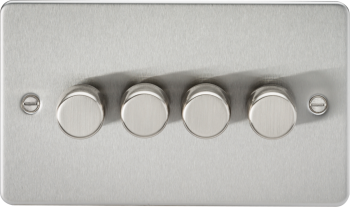 Knightsbridge Flat Plate Brushed Brass 4 Gang 2-Way 10-200W (5-150W LED) Trailing Edge Dimmer (Copy)