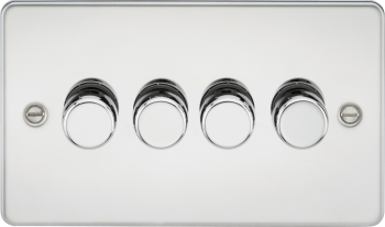 Knightsbridge Flat Plate Polished Chrome 4G 2 way 10-200W (5-150W LED) Trailing Edge Dimmer