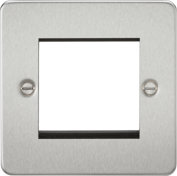 Knightsbridge Flat Plate Brushed Chrome 2 Gang Modular Faceplate