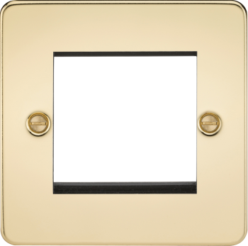 Knightsbridge Flat Plate Polished Brass 2 Gang Modular Faceplate