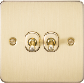 Knightsbridge Flat Plate Brushed Brass 2 Gang 10 Amp 2-Way Toggle Switch
