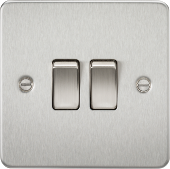 Knightsbridge Flat Plate Brushed Chrome 2 Gang 10 Amp 2-Way Light Switch