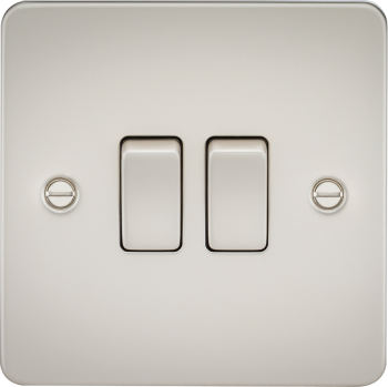 Knightsbridge Flat Plate Pearl 2 Gang 10 Amp 2-Way Light Switch