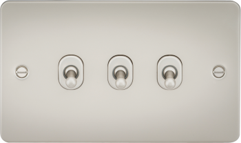 Knightsbridge Flat Plate Pearl 3 Gang 10 Amp 2-Way Toggle Switch