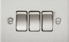 Knightsbridge Flat Plate Brushed Chrome 3 Gang 10 Amp 2-Way Light Switch