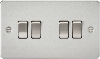 Knightsbridge Flat Plate Brushed Chrome 4 Gang 10 Amp 2-Way Light Switch