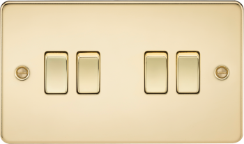 Knightsbridge Flat Plate Polished Brass 4 Gang 10 Amp 2-Way Light Switch