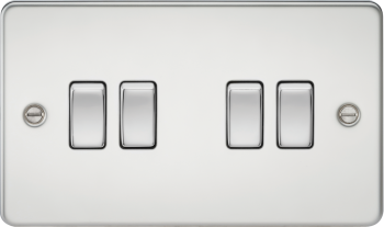 Knightsbridge Flat Plate Polished Chrome 10AX 4 Gang 2-Way Switch