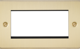Knightsbridge Flat Plate Brrushed Brass 4 Gang Modular Faceplate