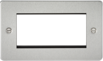 Knightsbridge Flat Plate Brrushed Chrome 4 Gang Modular Faceplate