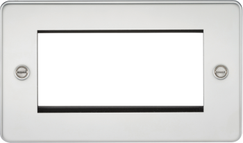 Knightsbridge Flat Plate Polished Chrome 4 Gang Modular Faceplate