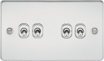 Knightsbridge Flat Plate Polished Chrome 10AX 4 Gang 2-Way Toggle Switch