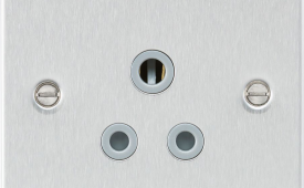 Knightsbridge Flat Plate Brushed Chrome 5 Amp Round Pin Unswitched Socket