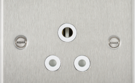 Knightsbridge Flat Plate Brushed Chrome 5 Amp Round Pin Unswitched Socket