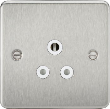 Knightsbridge Flat Plate Brushed Chrome 5 Amp Round Pin Unswitched Socket