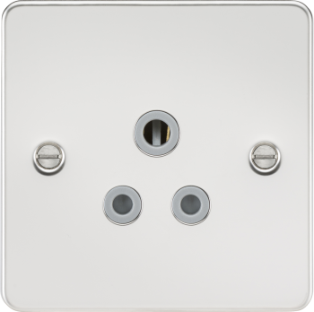 Knightsbridge Flat Plate Polished Chrome 5A Unswitched Socket with Grey Insert