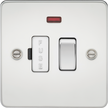 Knightsbridge Flat Plate Polished Chrome 13A Switched Fused Spur Unit with Neon